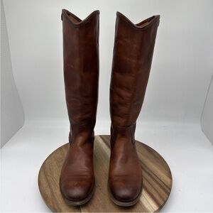 Brown Leather Knee-High Boots Frye Mellissa